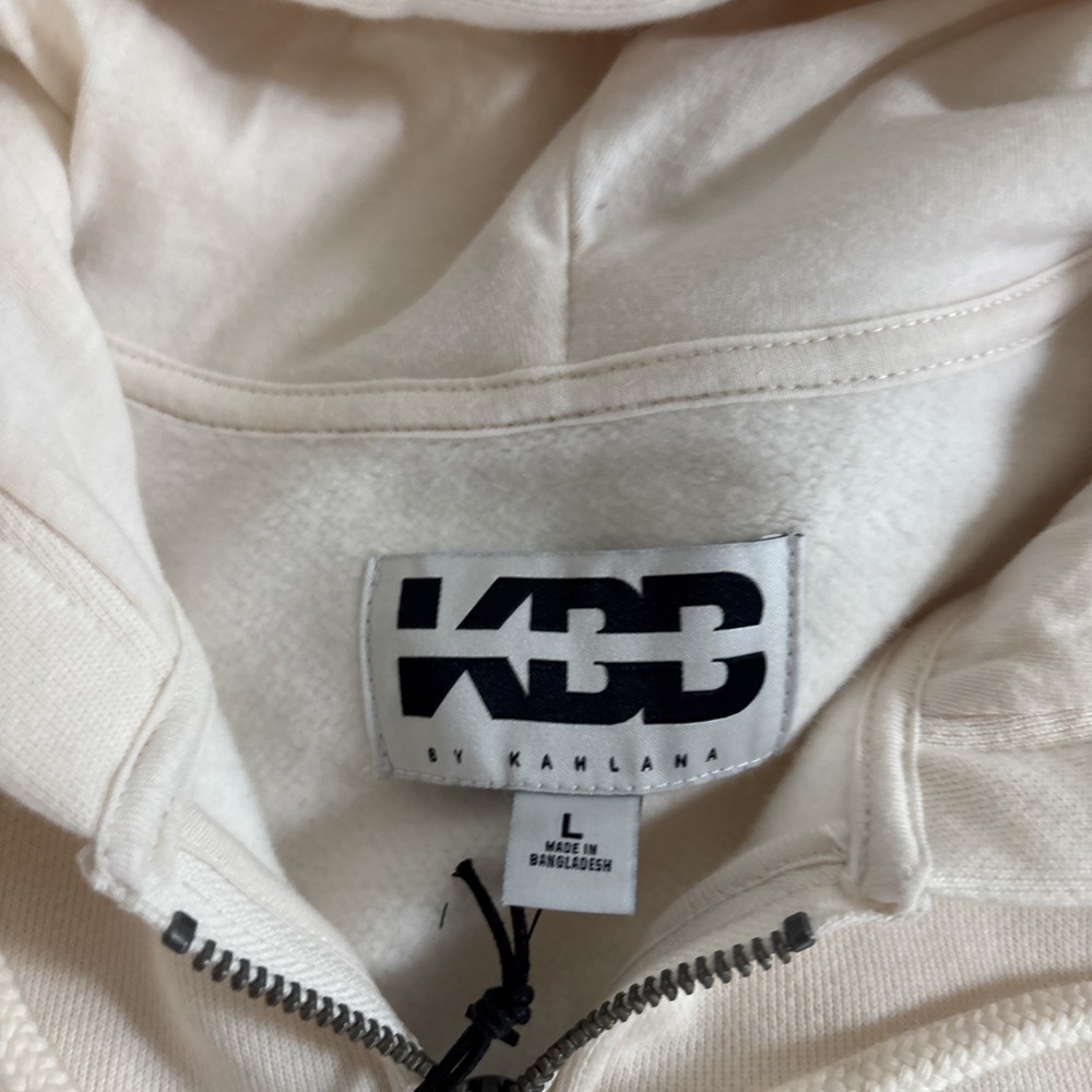 KBB by KAHLANA Women's 'The Zip-Up Hoodie' Cream Jacket Size Medium - Picture 6 of 6